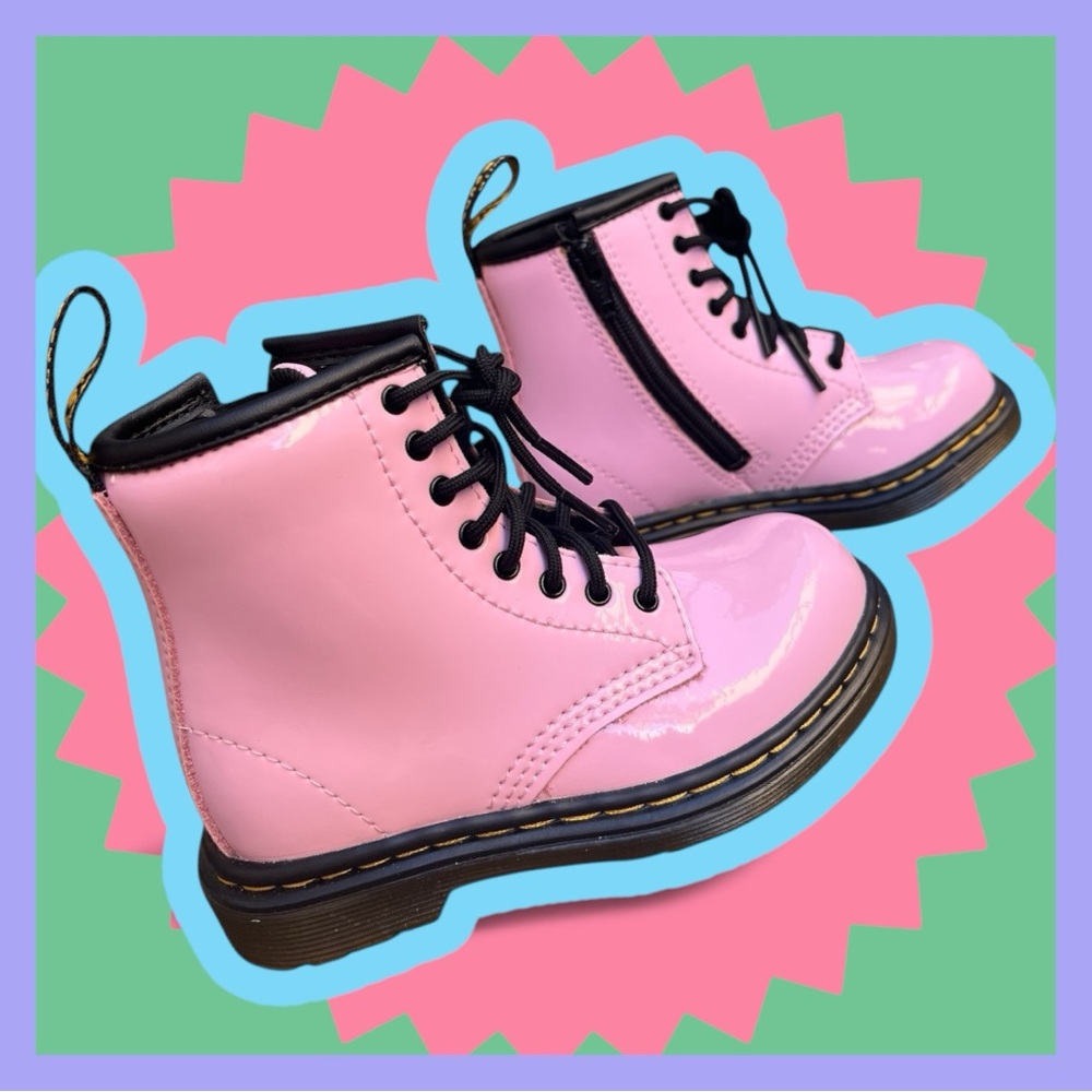 Pastel Pink Patent Leather Dr. Martens  Boots (little kids 7)